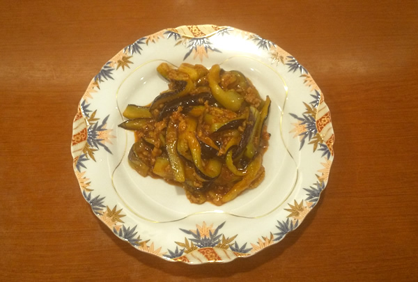 茄子の甘酢辛子炒め